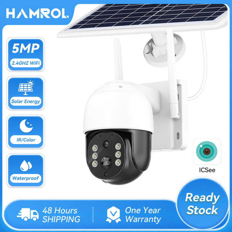 5Mp Hamrol Outdoor Solar PTZ 4G SIM Card Panel Battery PIR Detection