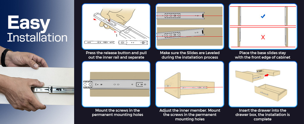 Stainless Steel Heavy Duty Drawer Guide | Full Extension Soft Close for ...