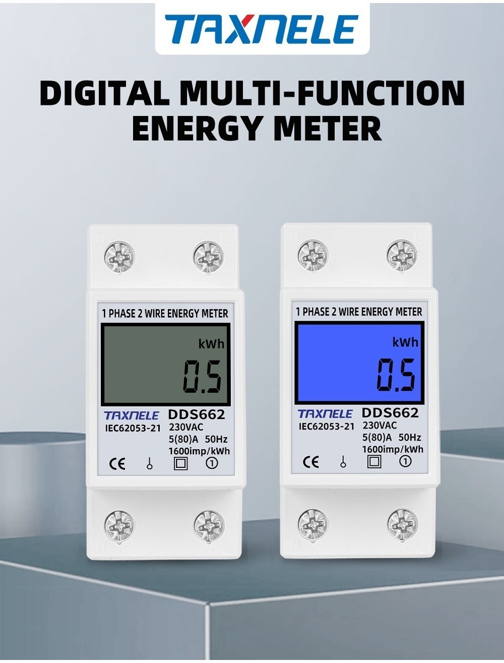 Taxnele Din rail Power Energy Meter 80A LCD Backlight Single Phase ...