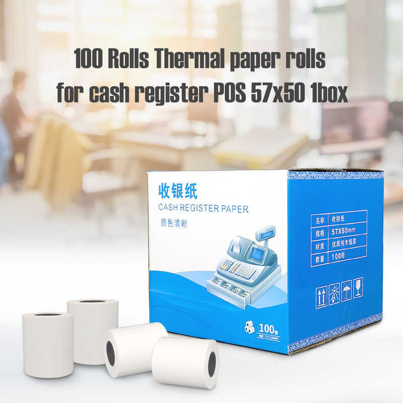 100 Rolls/ 1Box Thermal Paper Rolls For Cash Register, POS 57Mmx50mm