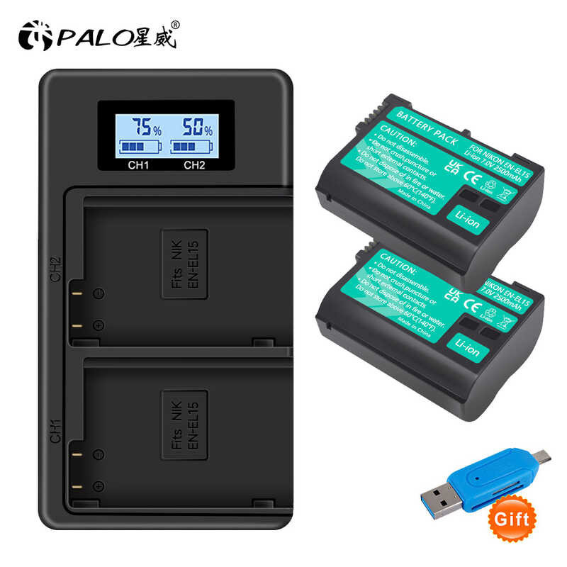 Llano Chargeur Double Rapide EN-EL15/EN-EL15A/B/C – PD3.0 QC3.0, Affichage Numérique, Pour Nikon Z8 Z6II D850 D750 Z7II Etc., Boîte De Rangement Intégrée