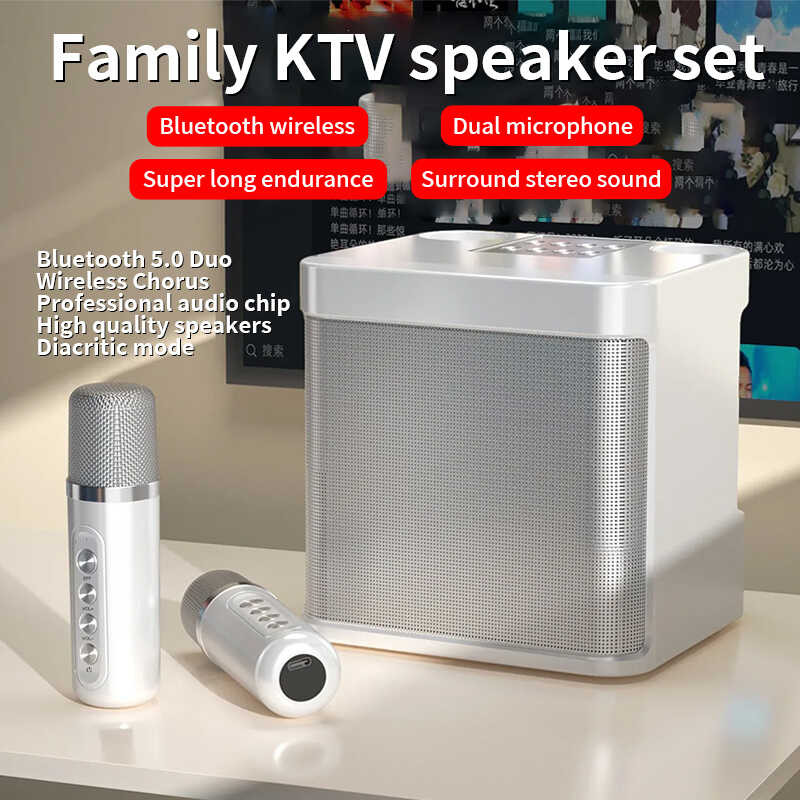 Mic Kd-203 With Wireless Bluetooth Dual Microphone Karaoke Speaker 3D ...