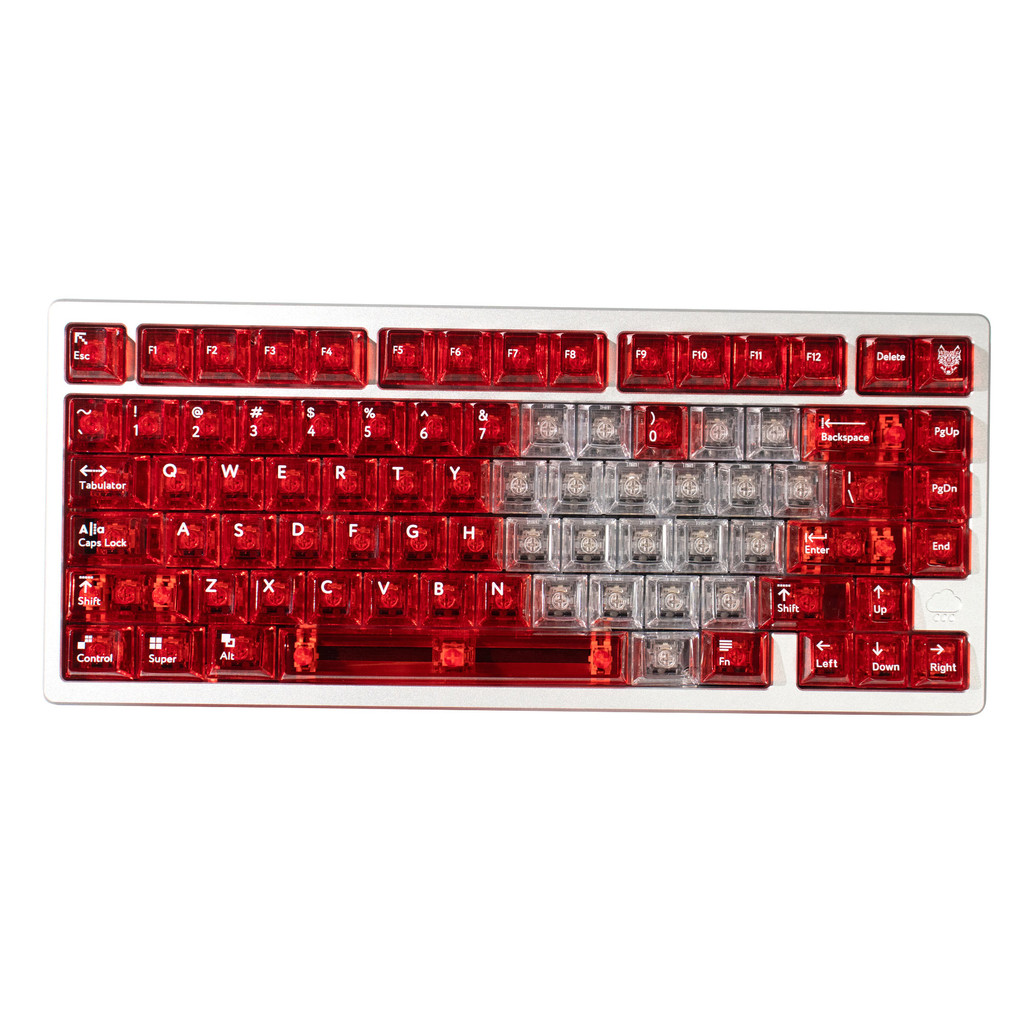 Heart Transparnt Keycaps Red Clear Cherry profile PC keycaps set for MX Switches Mechanical