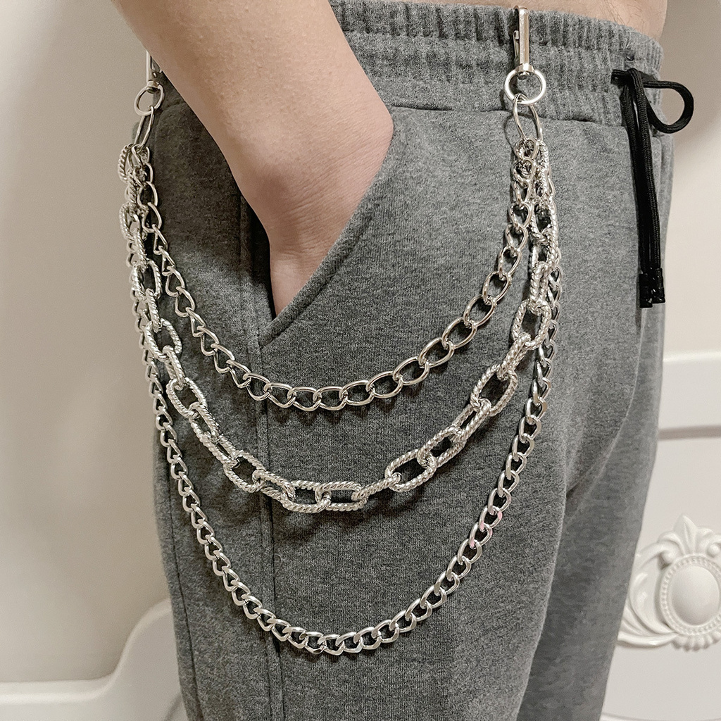 Hip-hip Punk Rivets Thick Layered Chains for Men Goth Style Skull Heads ...