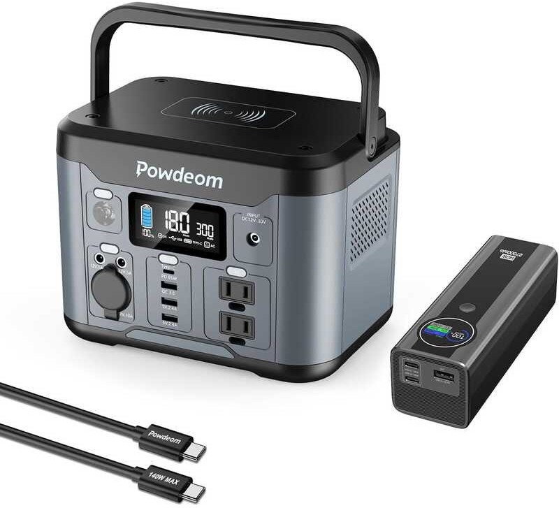 Portable Powdeom 300W Station & 140W Bank, Laptop Charger, Battery