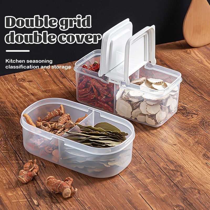2 Grids Food Storage Container With Cover Sealed Box Ref Organizer ...