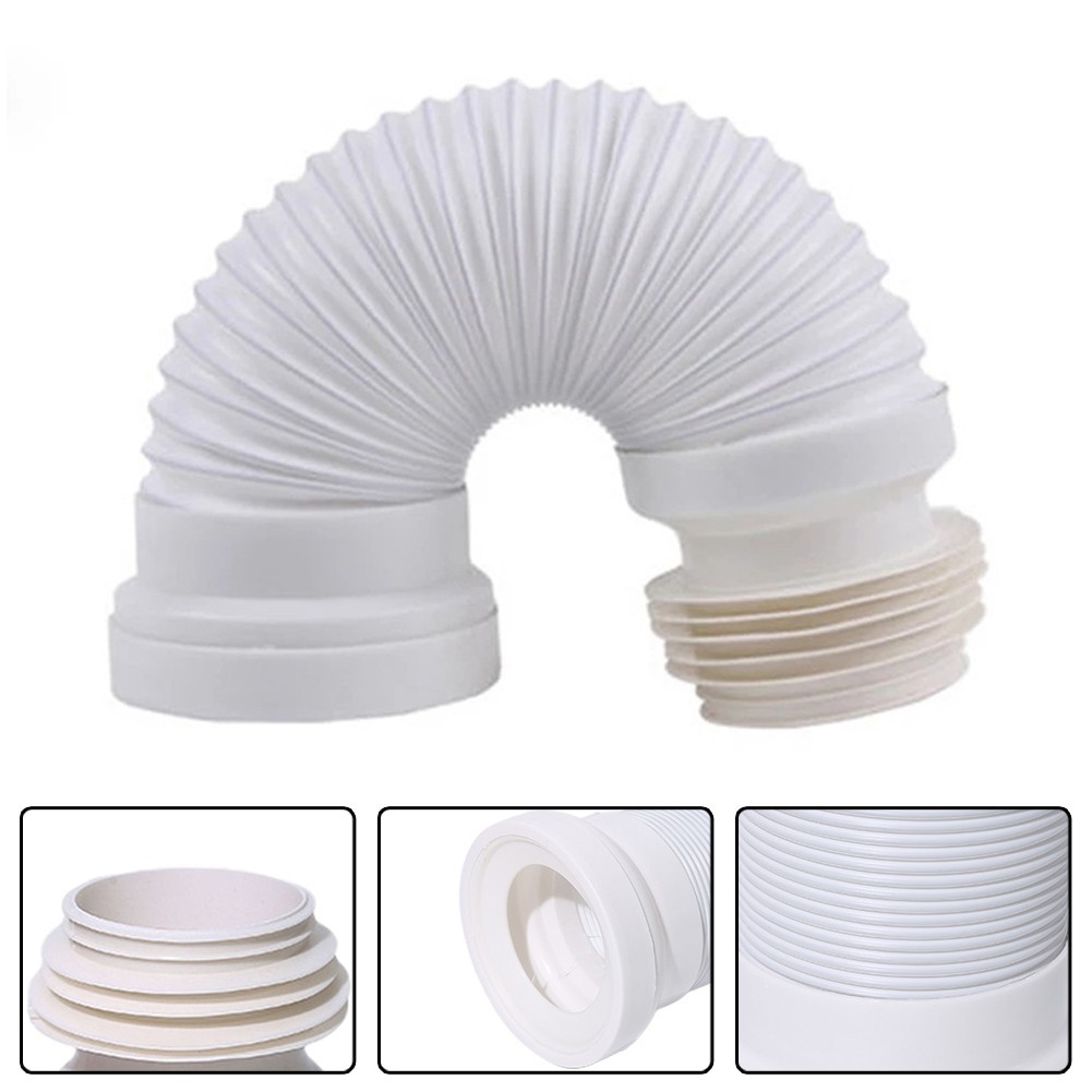 White PVC Flexible WC Pan Connector Toilet Waste Long 250mm-500mm ...