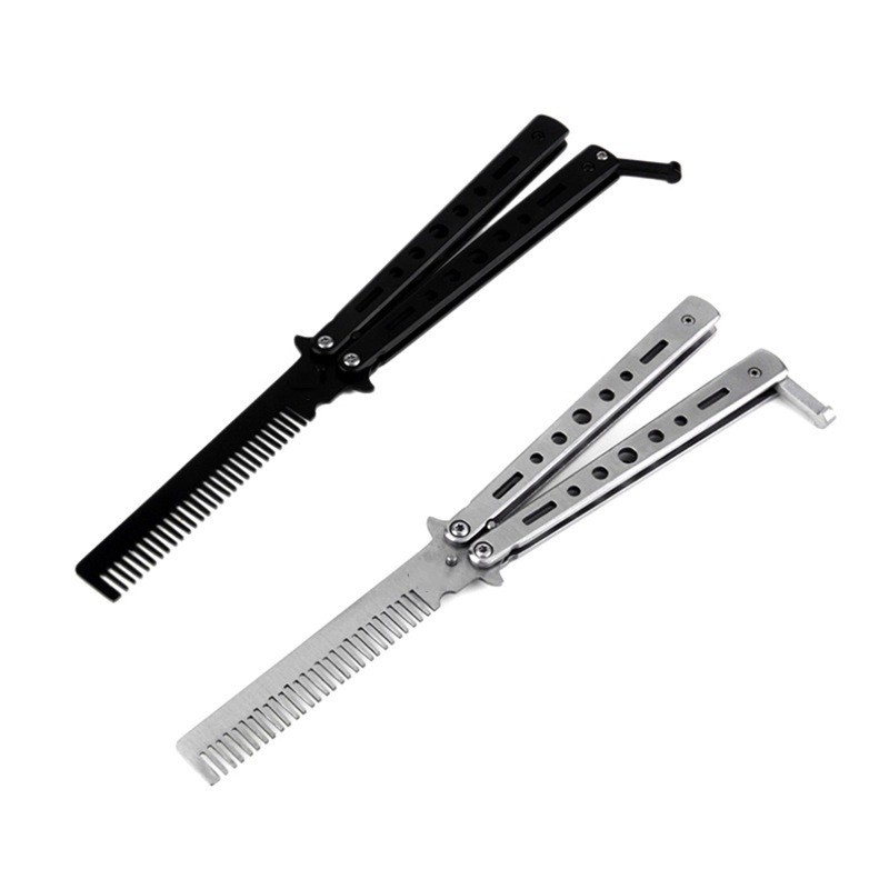 Portable Stainless Steel Butterfly Comb For Travel Barber Shop Foldable ...