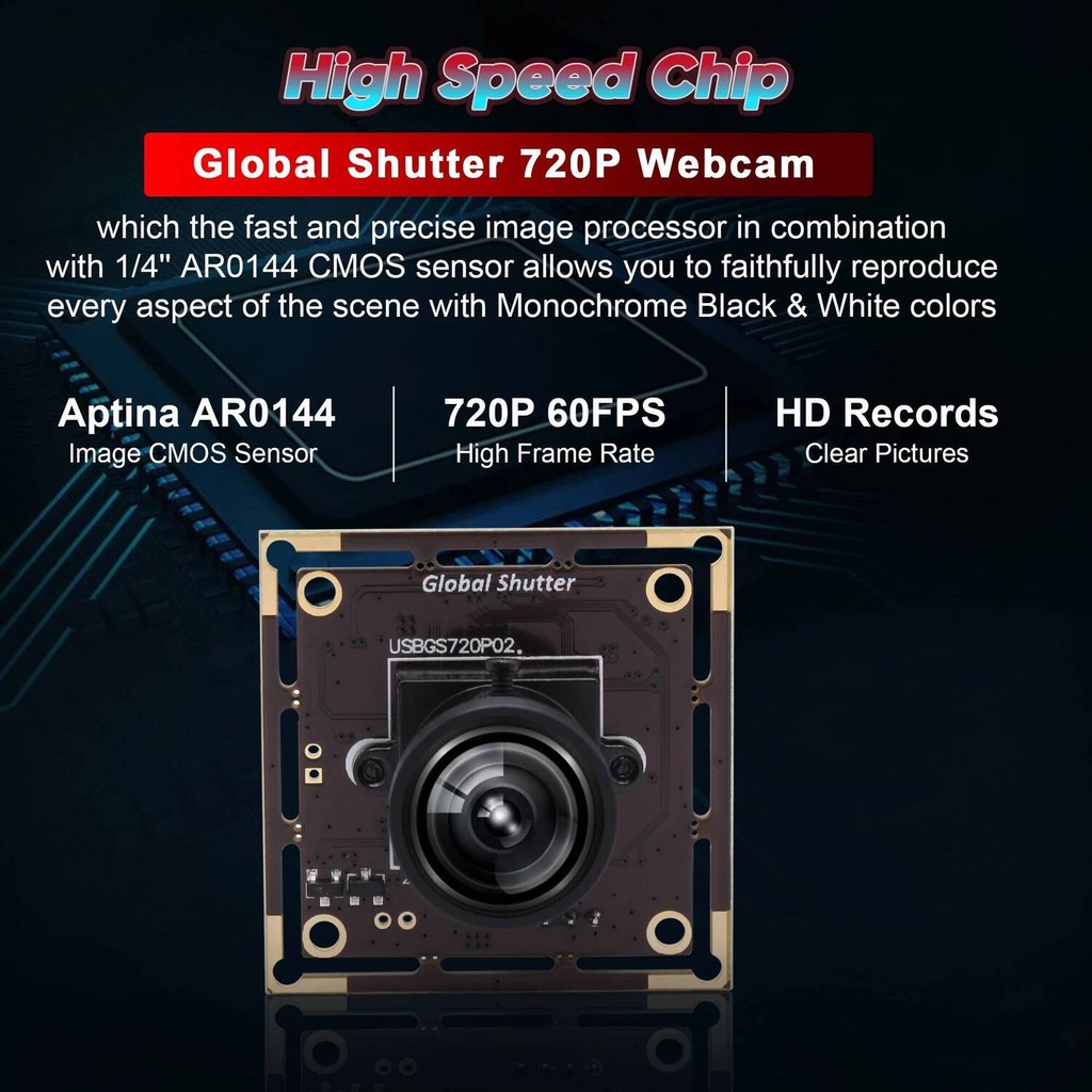 Shutter Global Monochrome Camera Module MJPEG 60fps 1280*720 Aptina ...