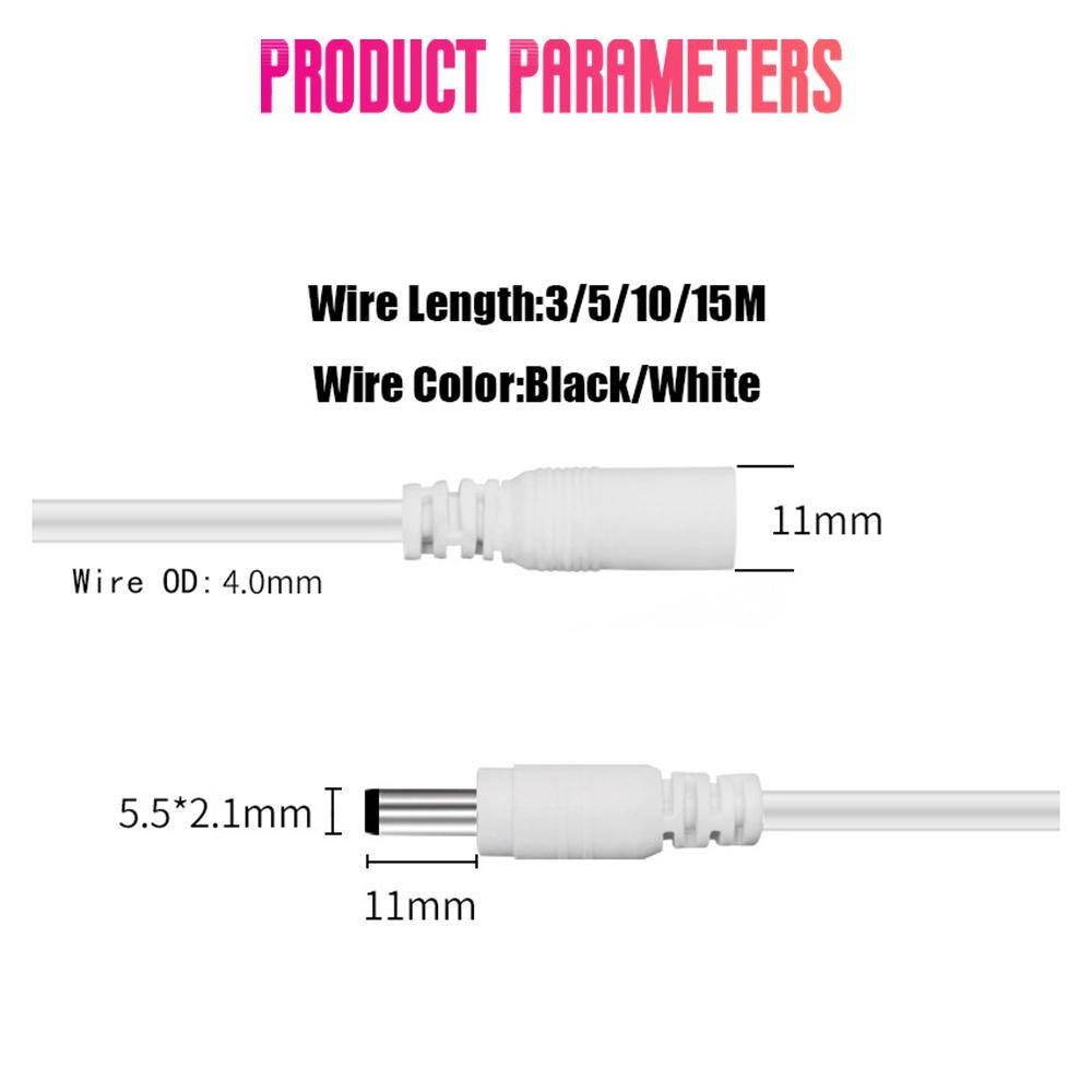 3/5/10/15M Power Extension Cord Male to Female Plug Cable for CCTV ...
