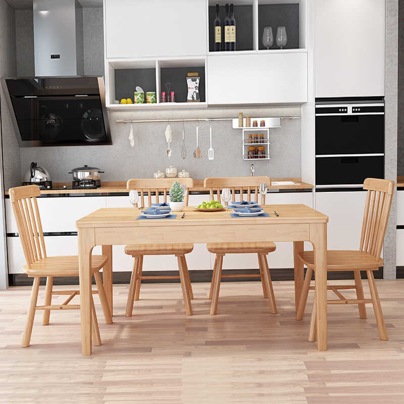 Nordic Solid Wood Dining and Chair Set Modern Simple Rectangular Table ...