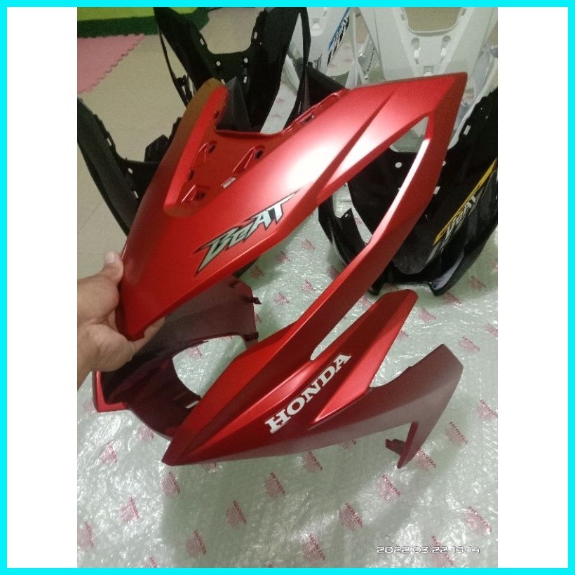 Matt Red/Silver sticker Cover Set front for Beat fi v2, | Shopee ...