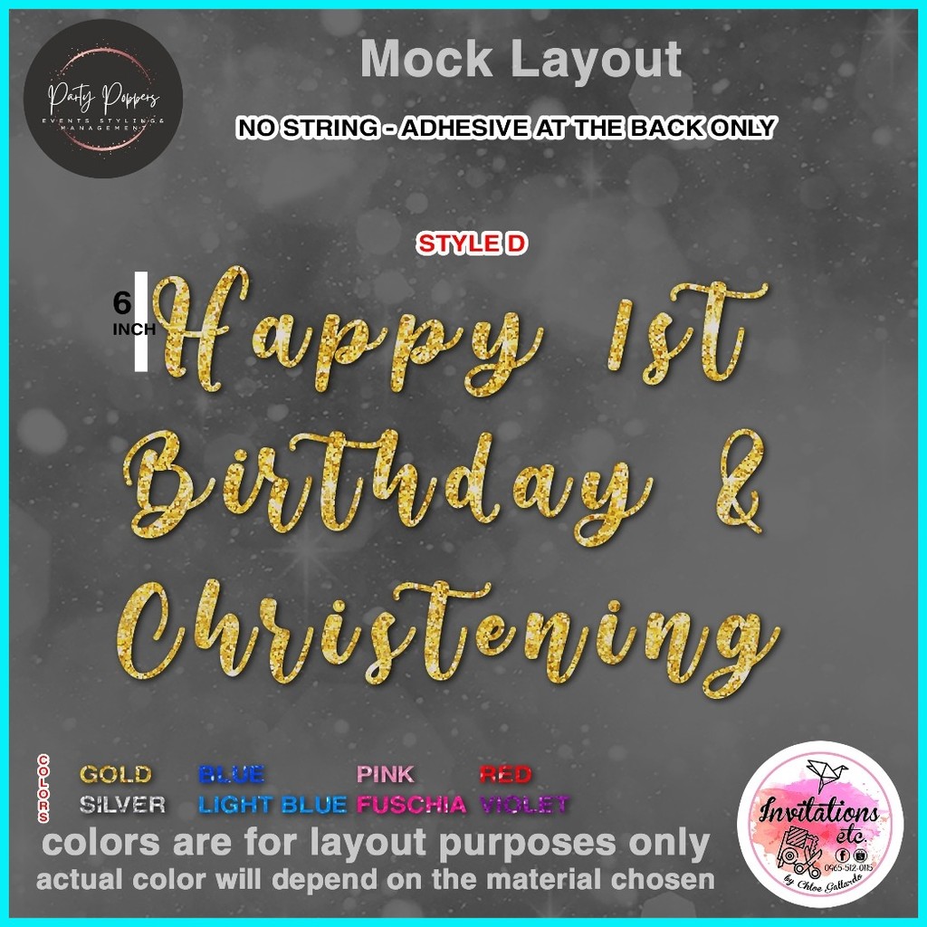 Happy 1st Birthday & Christening -Bunting Letter Banner | Shopee ...