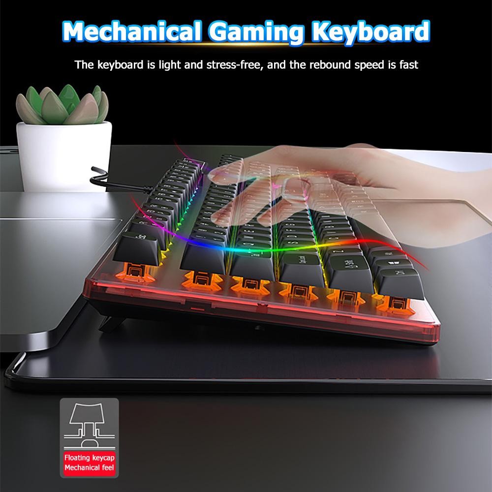 Mechanical Gaming Keyboard Mouse PC RGB Backlit Keyboard Rubber Keycaps ...