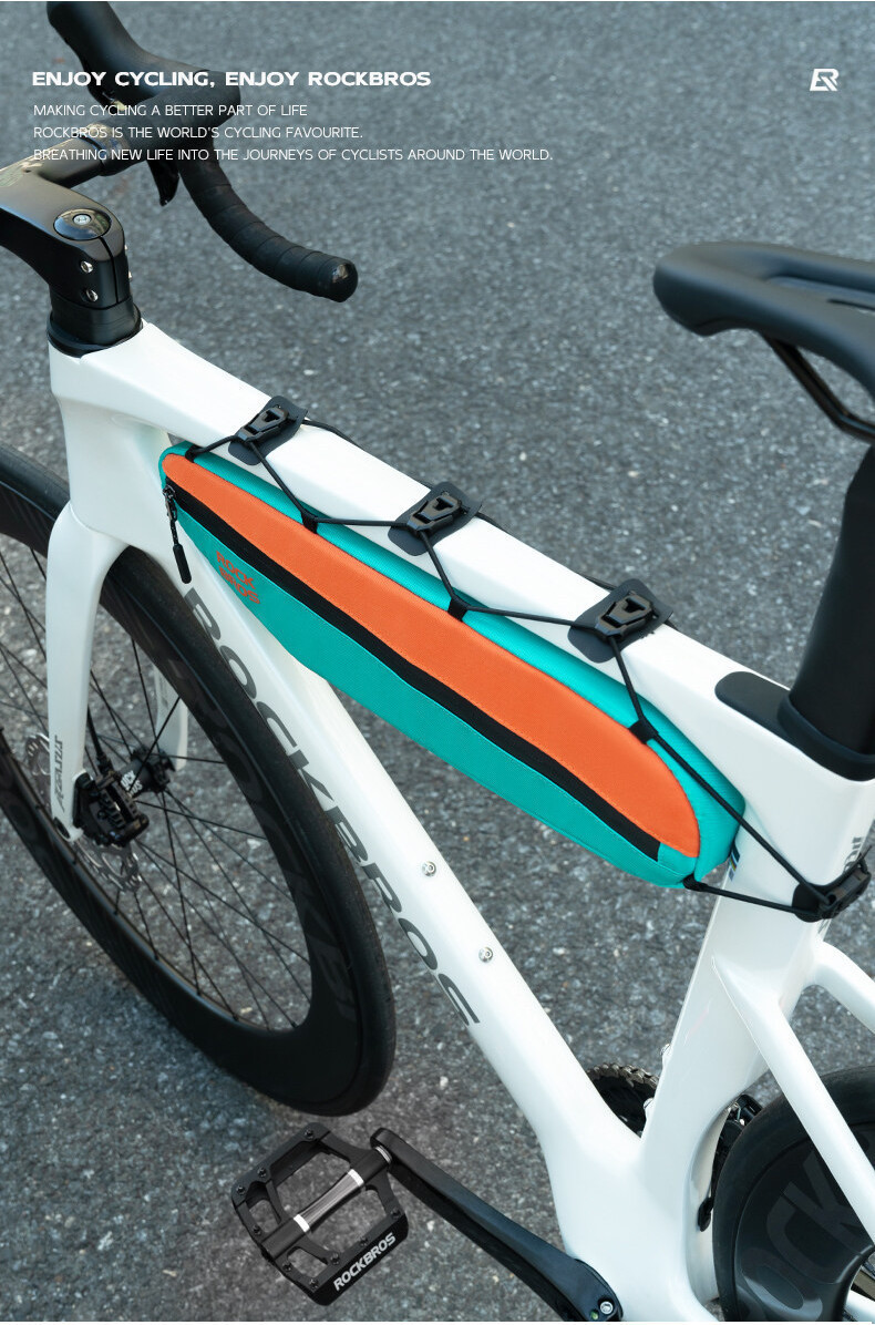 ROCKBROS Bicycle Top Tube Bag 1.4L Capacity Bilateral Zipper Triangle ...