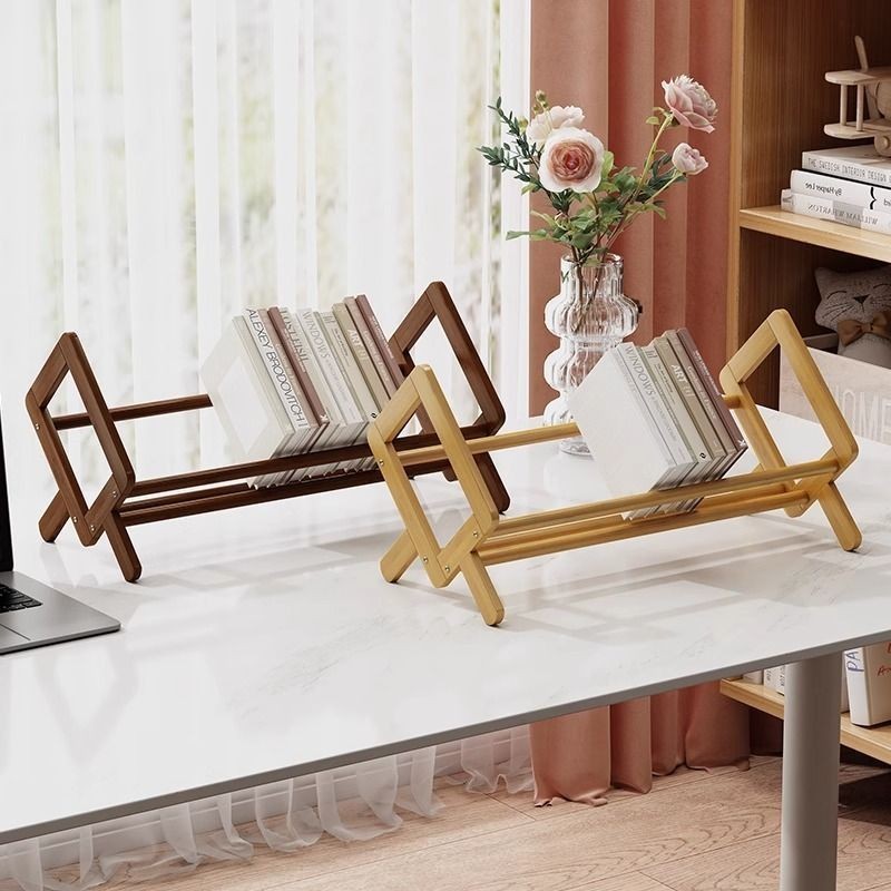 Desktop Bookshelf Storage Rack Office Small Solid Wood Multi-Layer ...