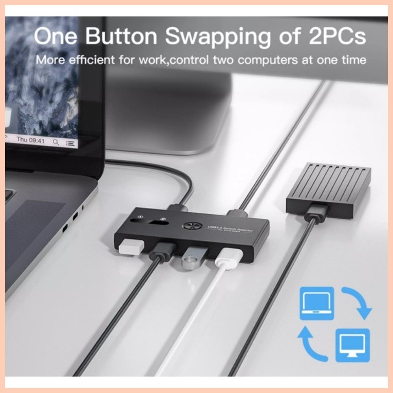 USB 3.0 Switch 2 in 4 Out KVM Docking Station Printer Sharing Device