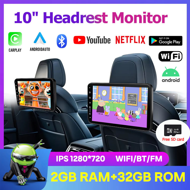 2G RAM+32G 10inch Android Car Headrest Monitor with Wireless Apple ...