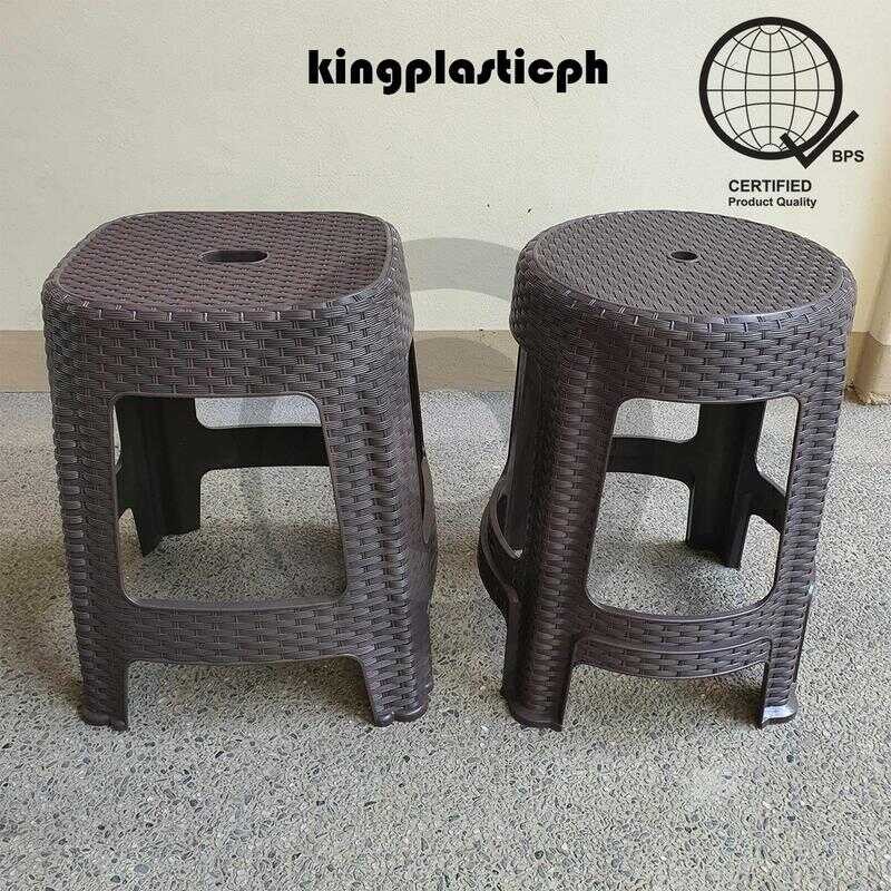 Rattan Stool Round Square Brown Black Kingplasticph Chair 800 | Shopee ...