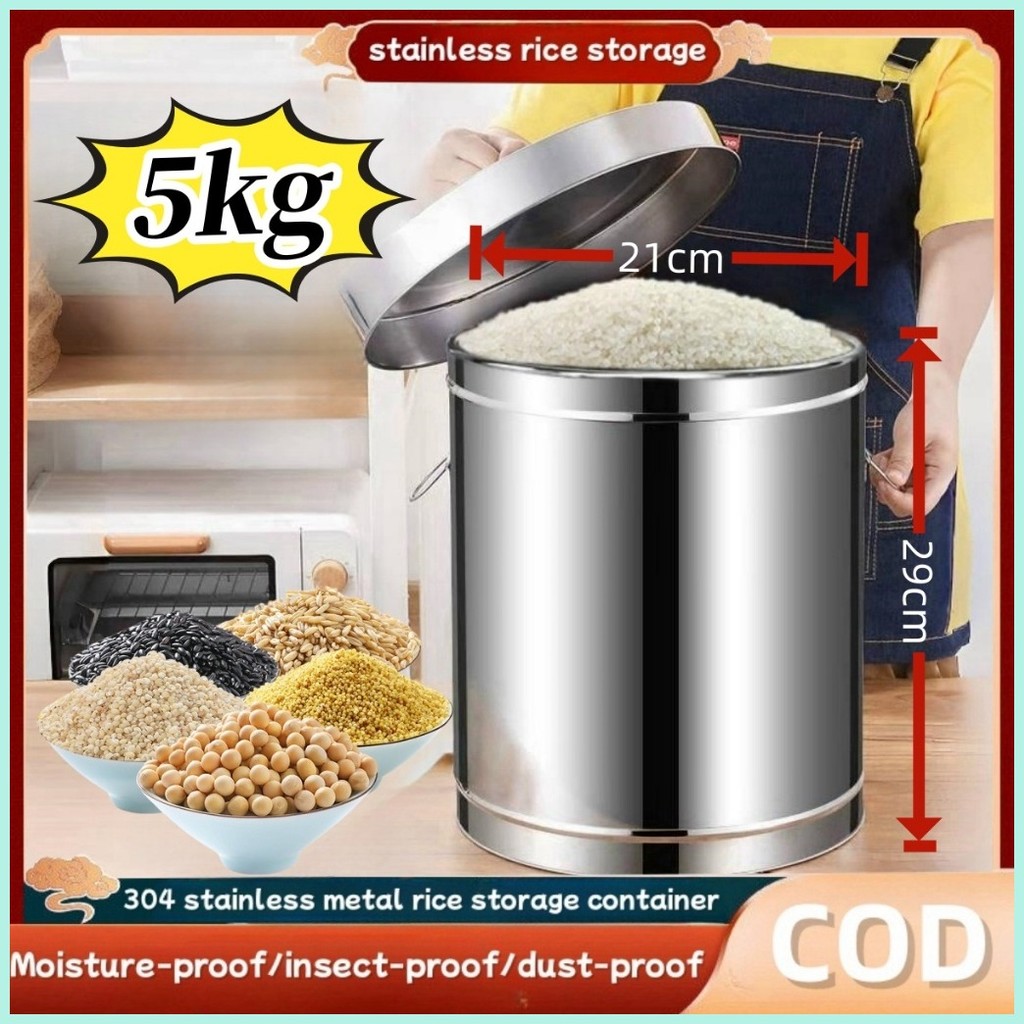 stainless rice dispenser aesthetic 25 kg /10kg/5kg/50kg capacity rice ...