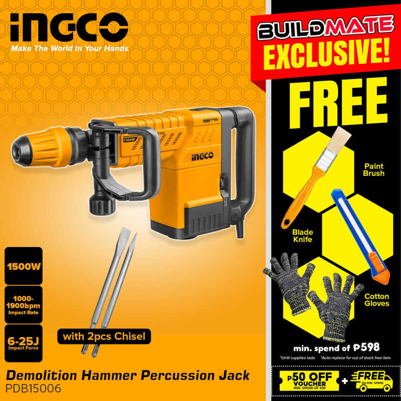 1500W BUILDMATE Ingco Jack Demolition Hammer Chipping Concrete Breaker ...