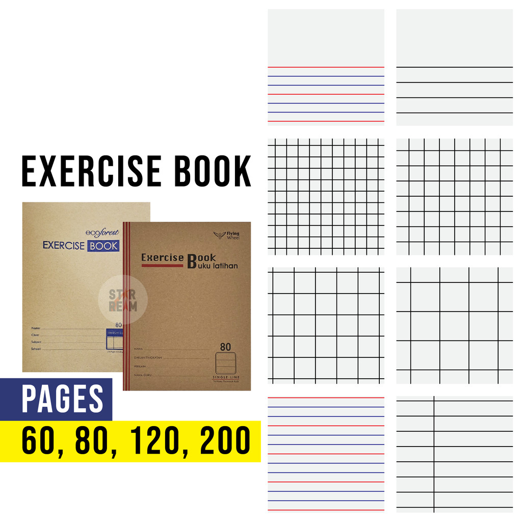 Small Exercise Book (10pcs) 60/ 80/ 120/ 200pgs Single Line/ Square ...