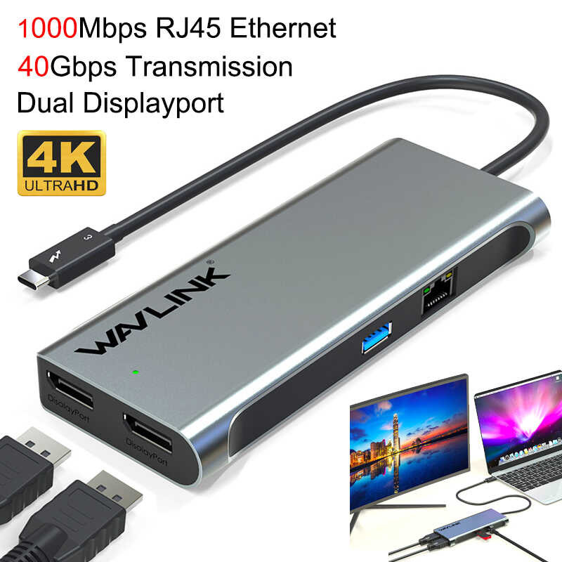 WAVLINK Thunderbolt 3 HUB Mini Hub With USB 3.0 Gigabit Ethernet ...