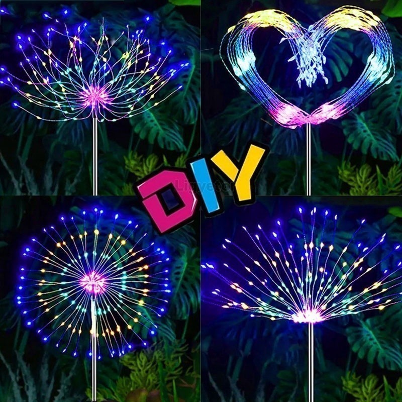 Solar Garden Lights Outdoor Waterproof LED Firework Lamps for Fowerbed ...