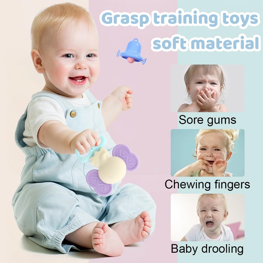 Baby Rattles Teether Toy Set 0-12 Months Newborn Silicone Soft Chewing ...