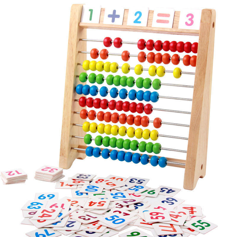 Classic Wooden Educational Counting Toy 100 Colorful Beads Preschool ...