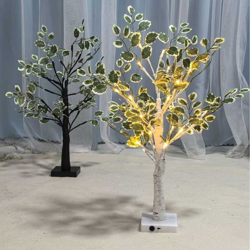 LED Artificial Tree Leaves Birch Tree String Lights Home Decoration ...