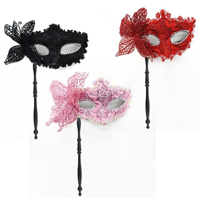 Masquerade Mask Lace Fashion Carnival Handheld Mask Wedding Party ...