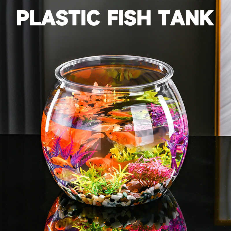Image showcasing Unbreakable Plastic Round Self Cleaning Goldfish Habitat Fish Bowl ...