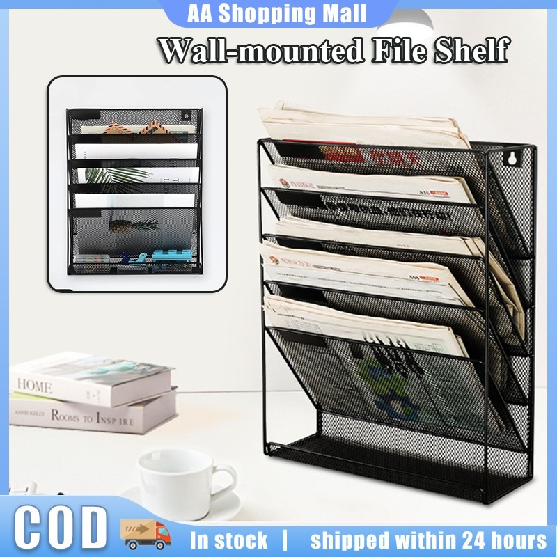 Hanging Metal File Rack Wall-Mounted Newspaper Book Rack Wall-Mounted ...