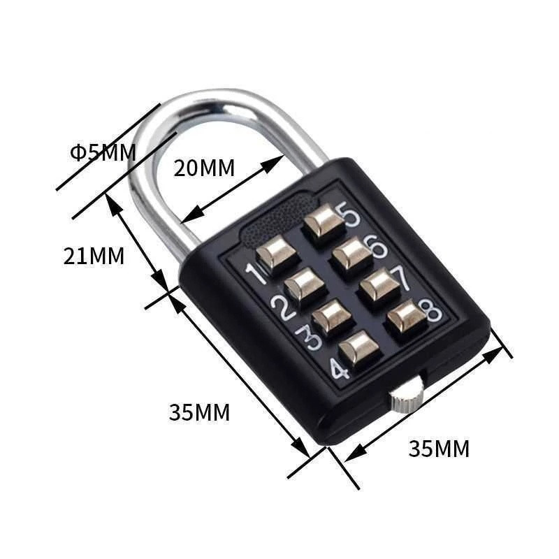 8 Digital Security Password Padlock Combination Button Security Padlock ...