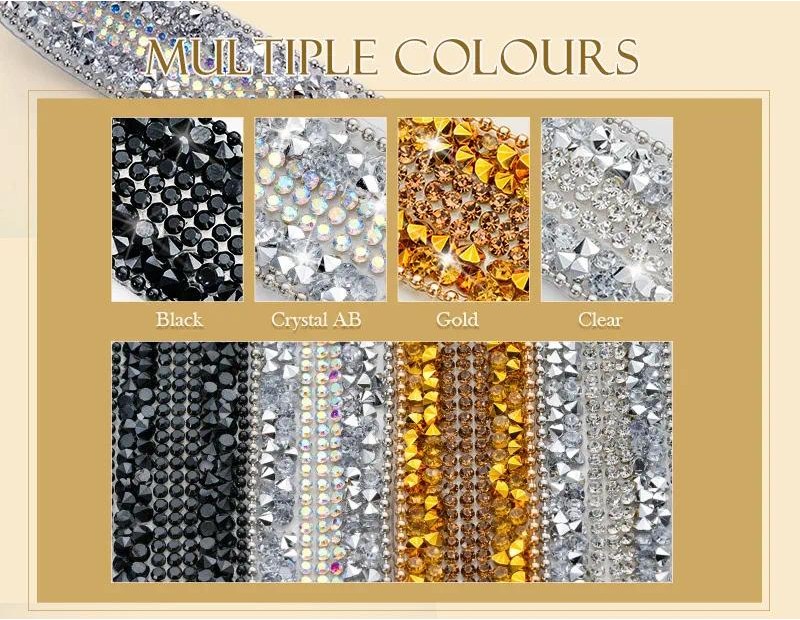 1Yard 20mm Hot Fix Resin Rhinestone Trim Glitter Crystal Beads Chain ...