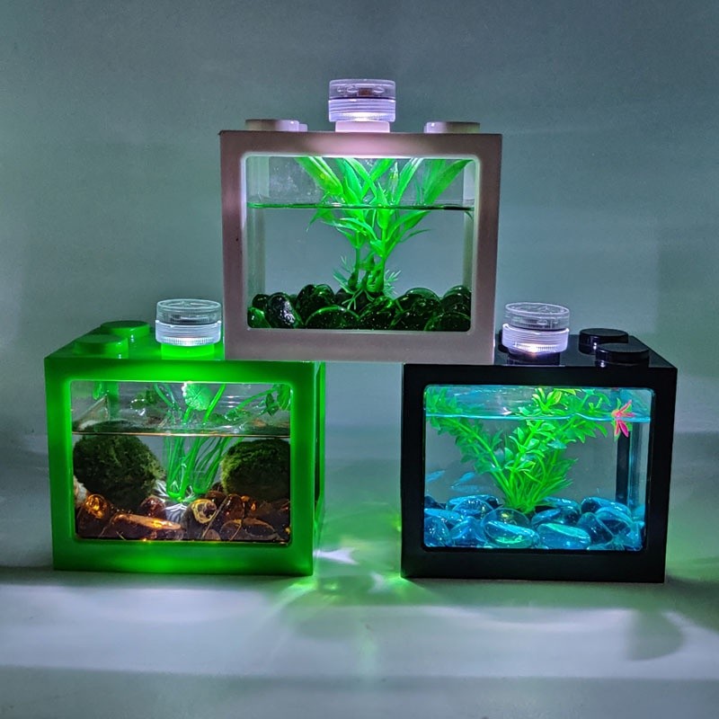 Betta Fish Tank Mini Aquarium Block Tank Building Block | Shopee ...