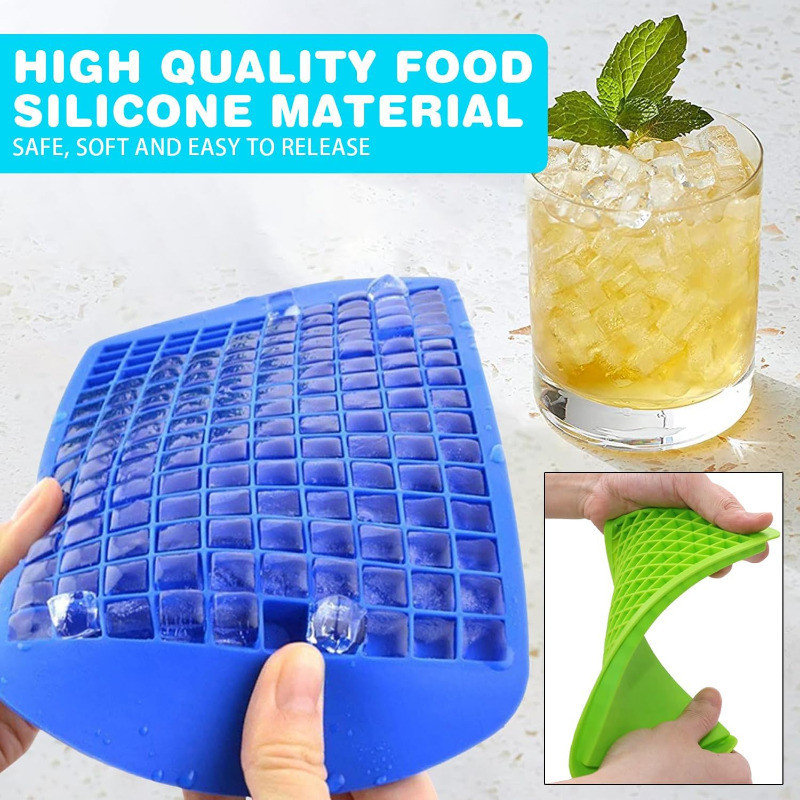 160 Grids Silicone Mini Ice Cube Trays Small Square Mold Ice Maker ...