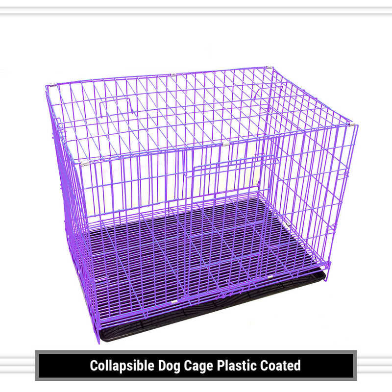 Fashion-Collapsible Purple Dog Cage Plastic Coated Single Door Metal ...