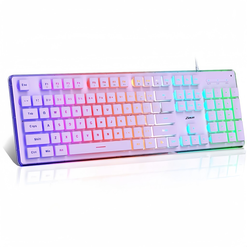 Zeus Slim Quiet Silent Keyboard Purple 104 Keys RGB Keyboard With Media ...
