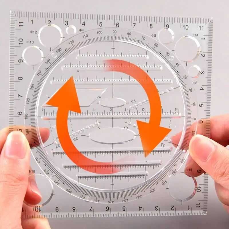 Multifunction Rotatable Ruler Drawing Template Art Design Architect ...
