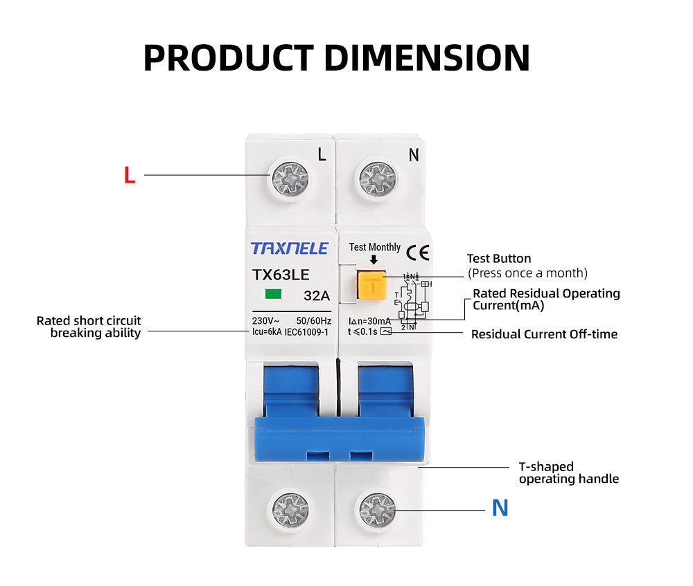 Overload Short Circuit Protection 2P 4P 30mA Residual Current Circuit ...