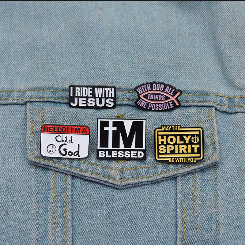 I Ride with Jesus Brooch Pins Cartoon Jesus Christ Brooch Metal Badges ...