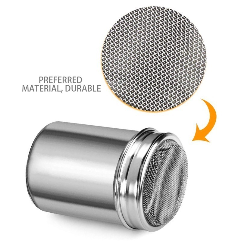 3Pcs Stainless Steel Powder Shaker with Lid Flour Sprinkler Dredger ...
