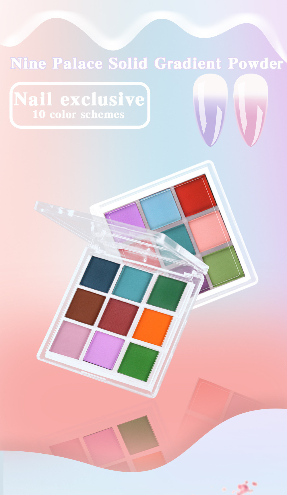 9Grids Chrome Gradient Powder Set Iridescent Nail Solid Pigment Macaron ...