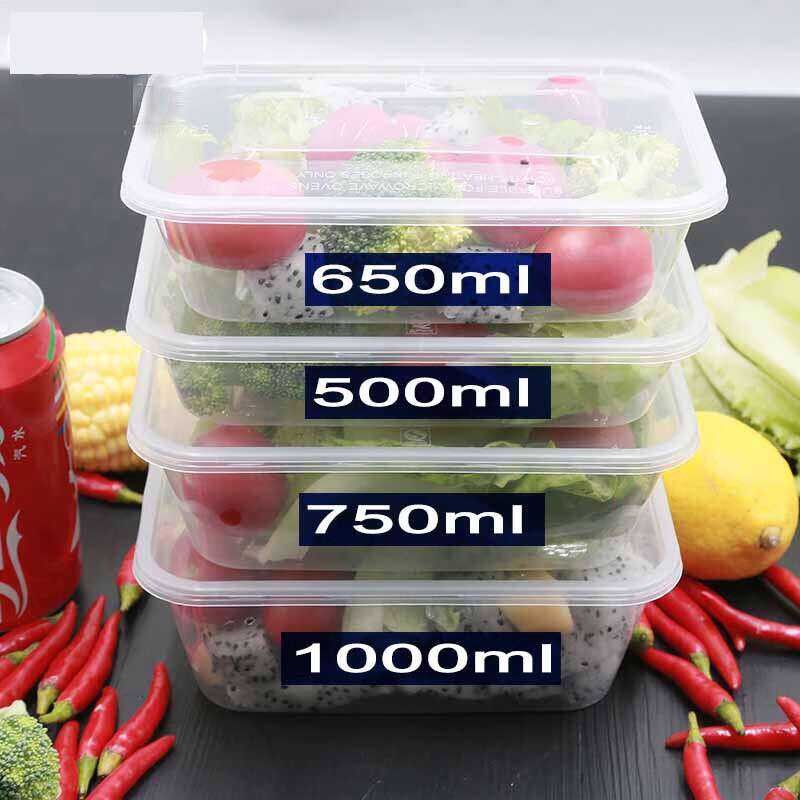 Rectangular plastic food grade bento disposable lunch box | Shopee ...