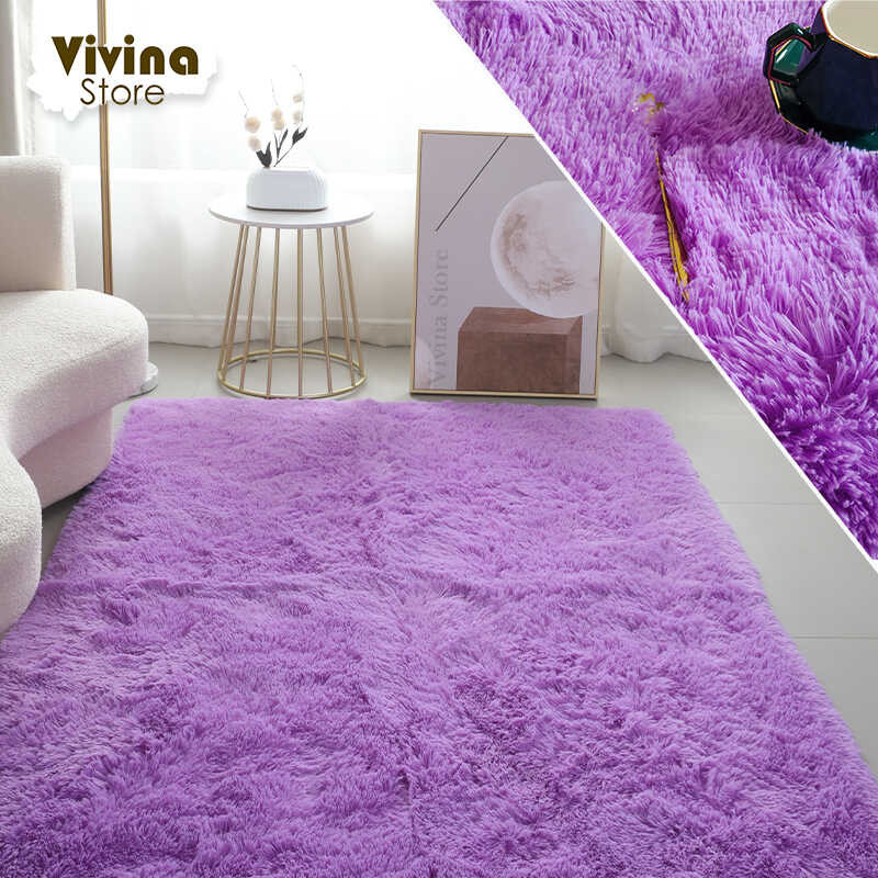 Solid Fluffy Rugs For Bedroom Purple Cute Children Mat With Long Hair ...