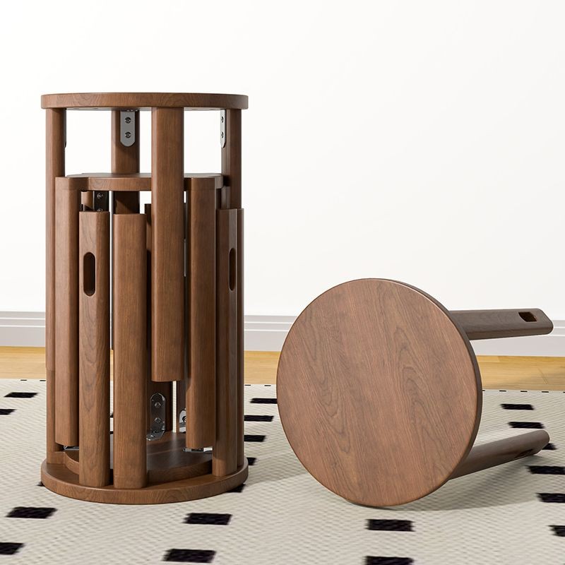 Solid Wood Round Stool, Durable, Stackable Coffee Table Combination ...