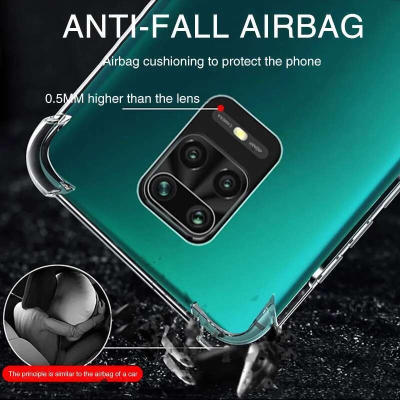 Thick Airbag Shockproof TPU Clear Case Para sa Xiaomi Redmi Note 9 ...