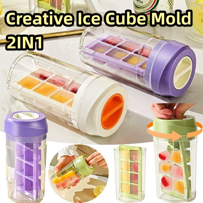 2pcs 2IN1 Creative Ice Cube Mold 480ml Portable Water Injection DIY ...